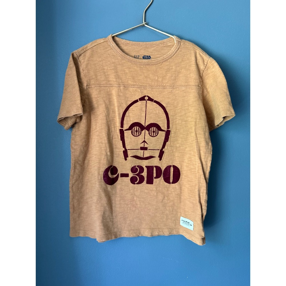 Gap‎ Kids Star Wars C-3PO Stay Golden Graphic Tee Tan Maroon Size L